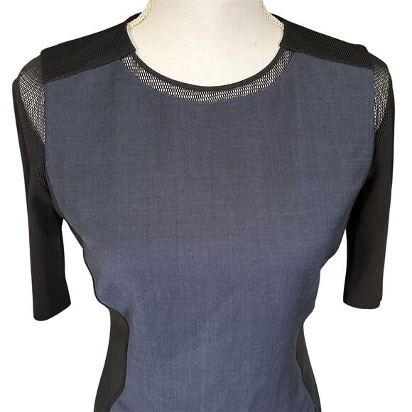 Elie Tahari Wool Blend Colorblock Sheath Dress Blue Black Mesh Trim Size 4 - Picture 5 of 9